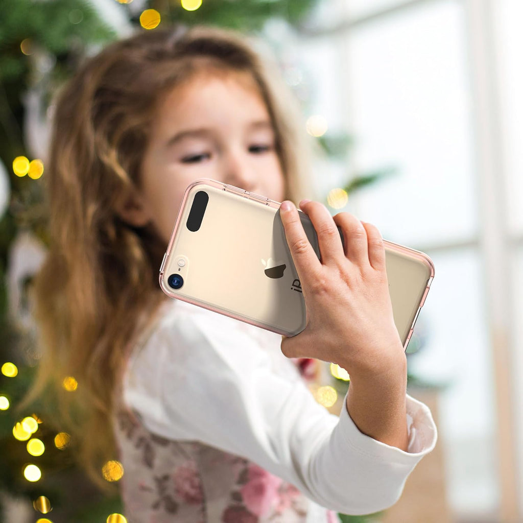 Compatible with Ipod Touch 7/6/5 Case, Clear Slim Hybrid Bumper Tpu/Scratch Resistant Hard PC Back/Corner Shock Absorption Case for Apple Ipod Touch 5Th/6Th/7Th Generation, Rose Gold