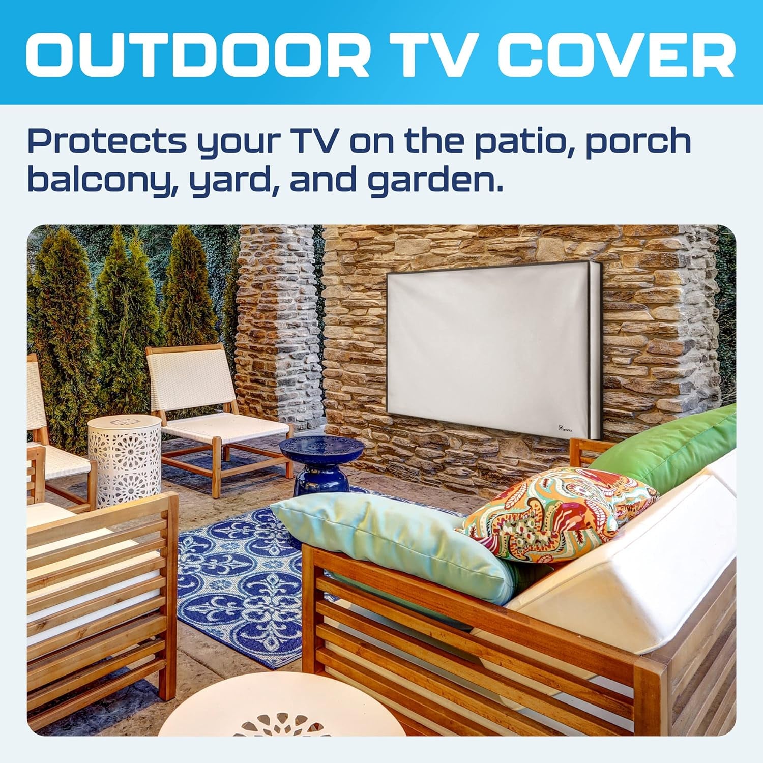 Outdoor TV Cover 50 Inch – Waterproof, Weatherproof TV Enclosures with Smart Shield Screen Protectors, Ideal for Outdoor Use, Moving, and Storage - Gray