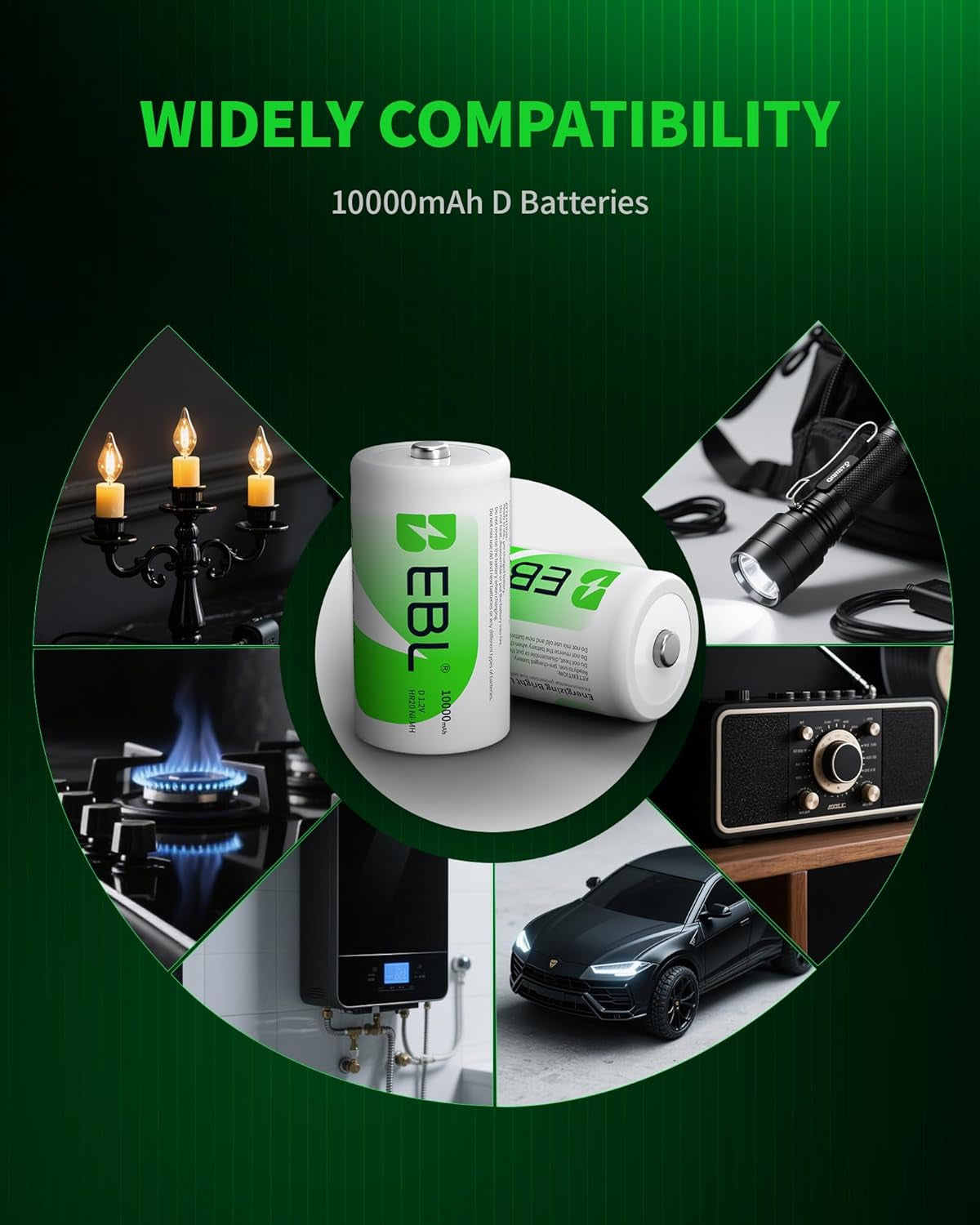 D Cell Batteries 10,000Mah Ultra Pro Ni-Mh Rechargeable D Batteries, 4-Pack