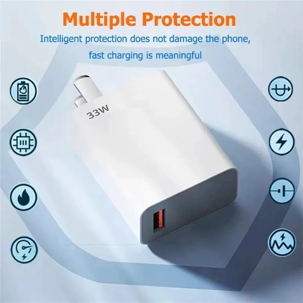 33W USB Charger Fast Charging QC3.0 USB C Type C Cable Wall Phone Charger Adapter for Iphone Huawei Samsung Xiaomi Quick Charge