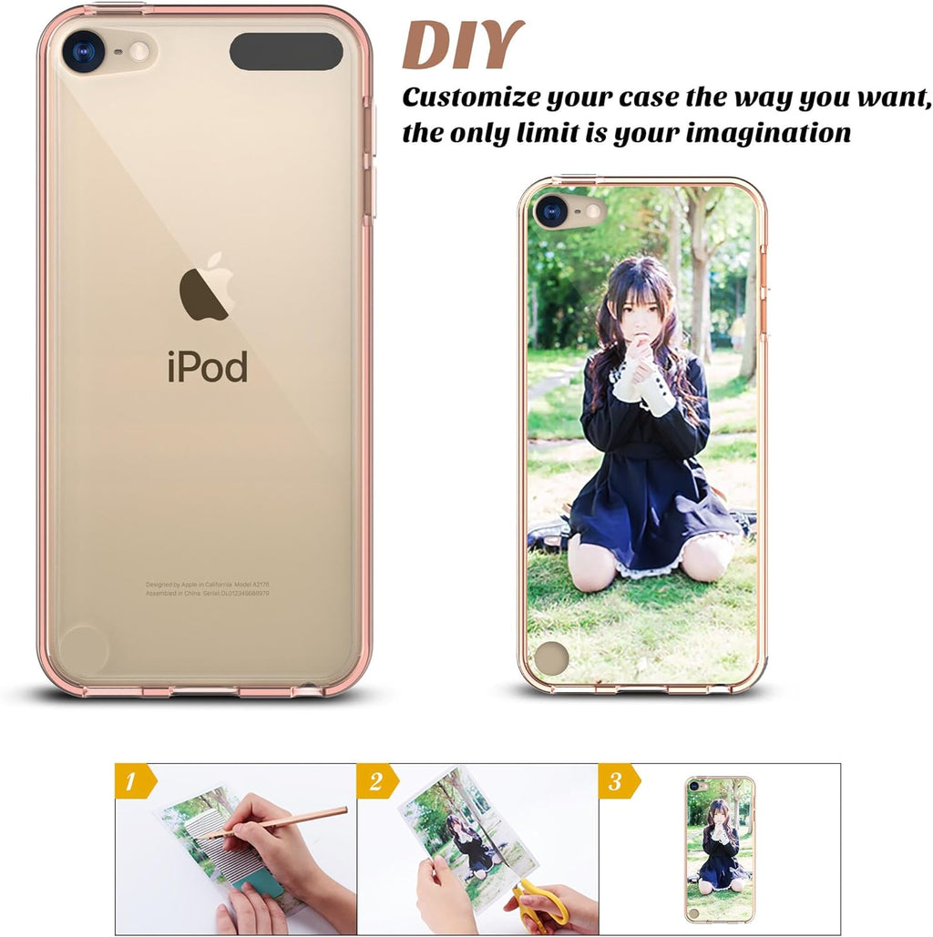 Compatible with Ipod Touch 7/6/5 Case, Clear Slim Hybrid Bumper Tpu/Scratch Resistant Hard PC Back/Corner Shock Absorption Case for Apple Ipod Touch 5Th/6Th/7Th Generation, Rose Gold