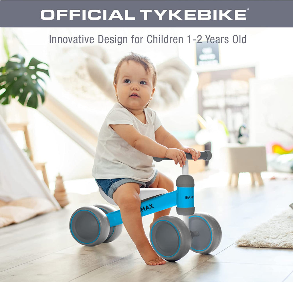 Balance Bike for 1 Year Old, Riding Toys for 9-24 Months Boys Girls, No Pedal 4 Wheels Bicycle, First Birthday Gift, Toddler Bike to Help Start Riding