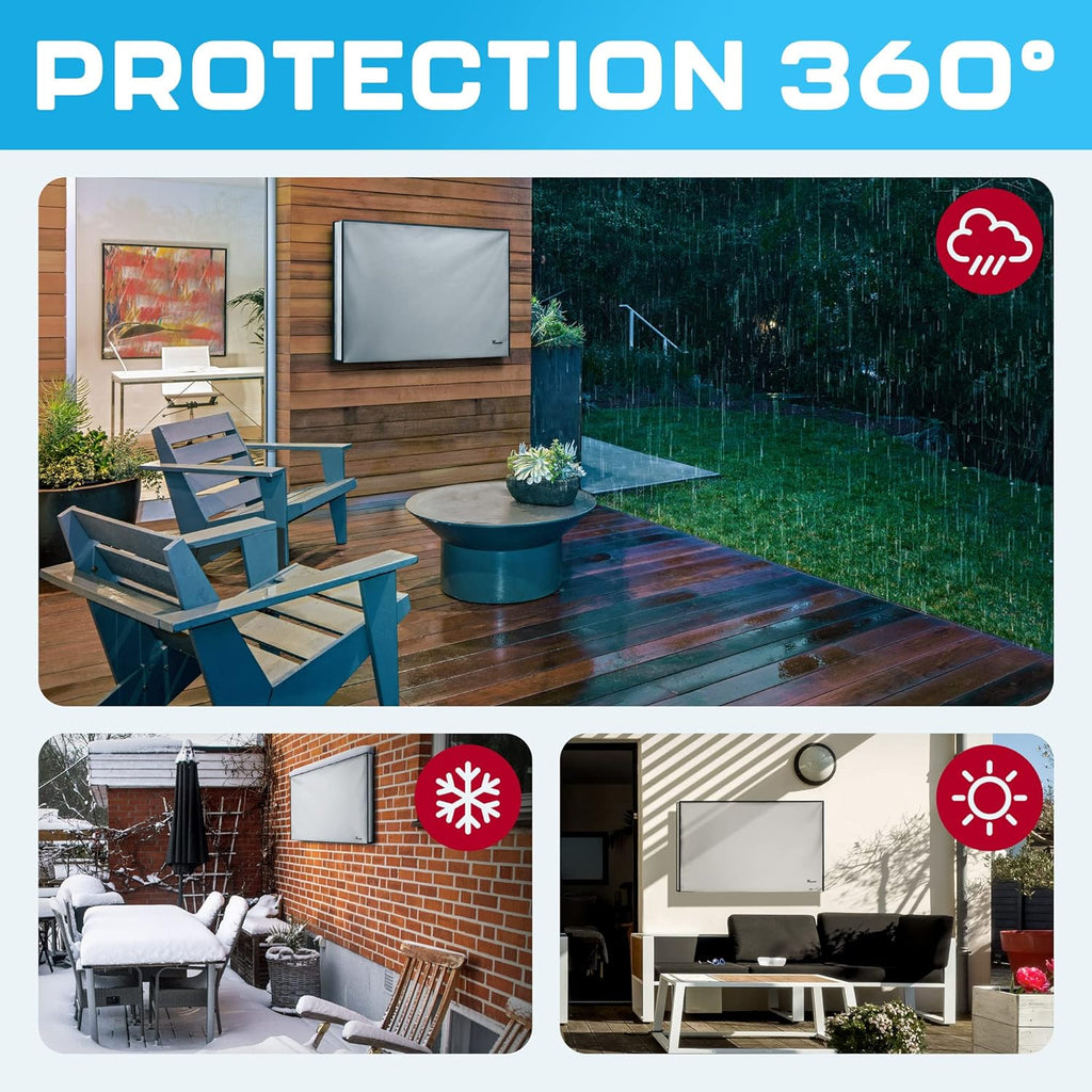 Outdoor TV Cover 50 Inch – Waterproof, Weatherproof TV Enclosures with Smart Shield Screen Protectors, Ideal for Outdoor Use, Moving, and Storage - Gray
