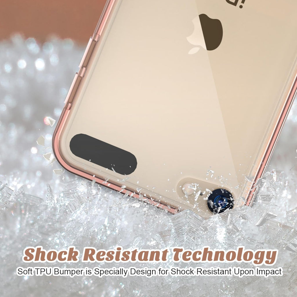 Compatible with Ipod Touch 7/6/5 Case, Clear Slim Hybrid Bumper Tpu/Scratch Resistant Hard PC Back/Corner Shock Absorption Case for Apple Ipod Touch 5Th/6Th/7Th Generation, Rose Gold
