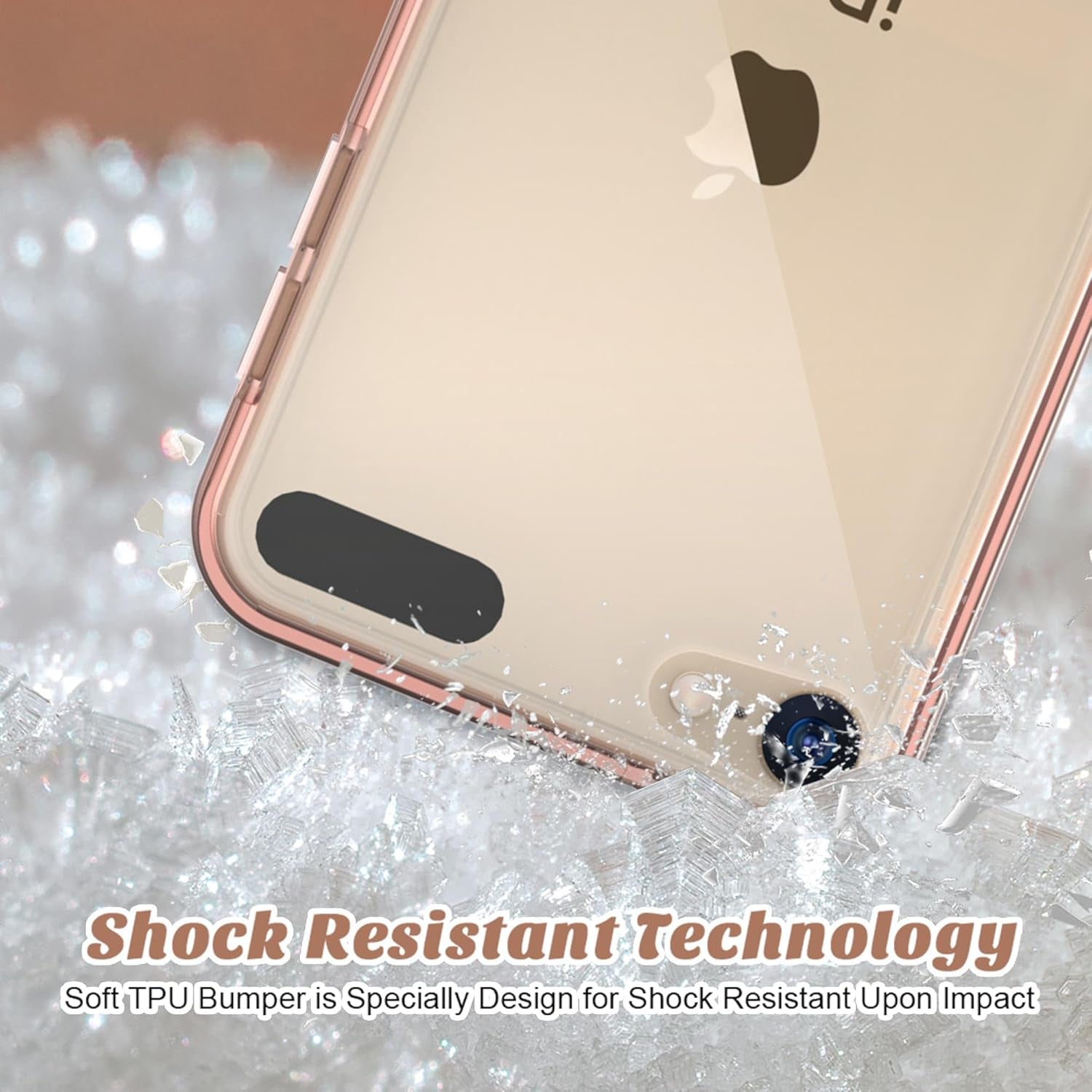Compatible with Ipod Touch 7/6/5 Case, Clear Slim Hybrid Bumper Tpu/Scratch Resistant Hard PC Back/Corner Shock Absorption Case for Apple Ipod Touch 5Th/6Th/7Th Generation, Rose Gold