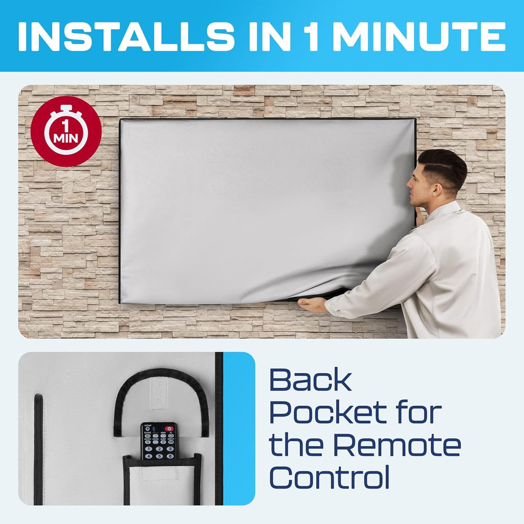 Outdoor TV Cover 50 Inch – Waterproof, Weatherproof TV Enclosures with Smart Shield Screen Protectors, Ideal for Outdoor Use, Moving, and Storage - Gray